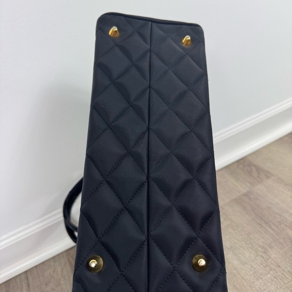 My Flat in London Quilted Purse Black & Gold Rhinestone Queen Bee Tote Bag MFIL - Picture 8 of 9